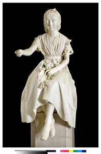 Porträt der Marquise Virginia Busti Porro als junges Mädchen oder junge Dame, die eine Blume anbietet von Vincenzo Vela