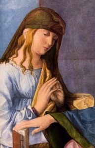 Jungfrau mit Kind und einem Heiligen