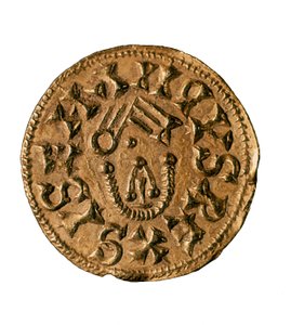 Tremissis (oder Triens) von König Sisenand, geprägt in Tarraco, Spanien, 7. Jahrhundert (Münze) von Visigothic