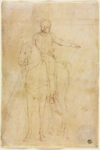 Gepanzerte Figur zu Pferd, ca. 1450