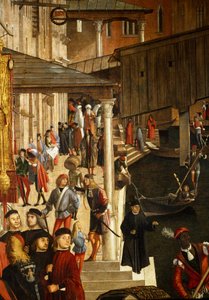 Das Wunder der Reliquie des Heiligen Kreuzes an der Rialtobrücke in Venedig (Detail) von Vittore Carpaccio