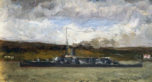 Dampfschiff am Meeresufer von Vittorio Avondo