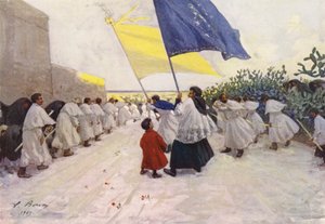 Malta: Prozession bei Sonnenuntergang in Citta Vecchia von Vittorio Boron