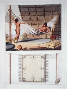 Innenraum eines Hauses, Karibenstamm, Niederländische Antillen, Tafel 67 aus 