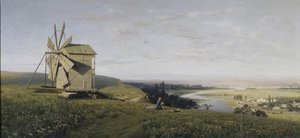 Ukrainische Landschaft mit Windmühle von Vladimir Donatovich Orlovsky