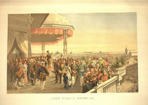 Öffentliche Feierlichkeiten nach der Krönung von Kaiser Alexander III. auf dem Chodynka-Feld von Vladimir Egorovic Makovsky