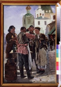 Kvass-Verkäufer. Nationalgetränk Russlands