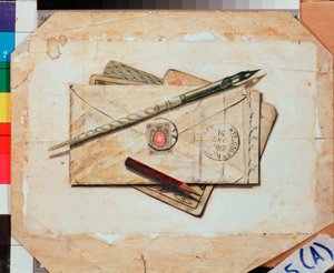 Ein Brief und Spielkarten. Stillleben