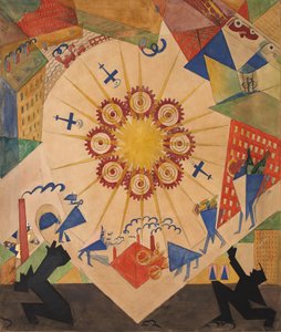 Gelobtes Land. Bühnenbild für das Theaterstück Mystery-Bouffe von Vladimir Mayakovsky, 1919