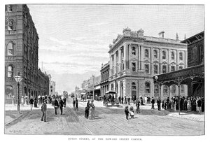 Queen Street, an der Ecke Edward Street, Brisbane, 1860, 1886 von WC Fitler