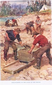 Goldwäsche am Ufer des Frazer, Illustration aus 