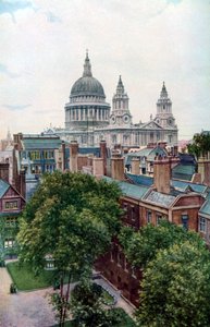 Blick vom Old Bailey auf die St. Pauls Kathedrale, London, um 1930er