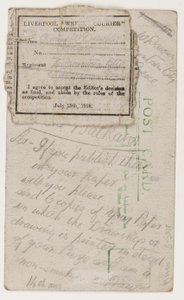 Postkarte an den Herausgeber des Liverpool Weekly Courier, 14. August 1918 von W. Dawson