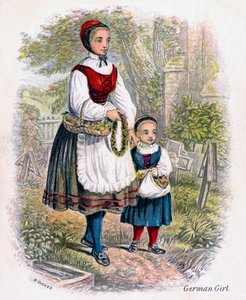 Zwei deutsche Mädchen mit Blumenkörben, 1809
