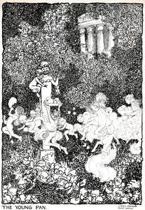 Der junge Pan - Stufe Eins, um 1920 von William Heath Robinson