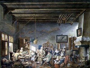 Eine niederländische Tavernen-Innenansicht (nach einem Gemälde von Johannes Petrus van Horstock) 1824 von W. Jansens