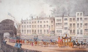 Ansicht von Temple Bar während des Besuchs von Königin Victoria in der City of London im Jahr 1837