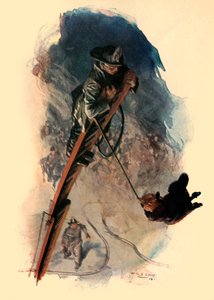 Die volle Breite der Straße schwang die hängende Figur, 1910