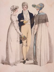 Zwei Frauen und ein Mann in Abendkleidung, 1808 von W Read
