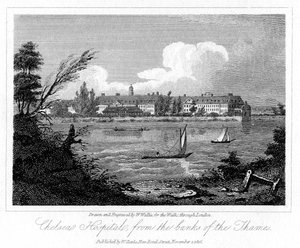 Chelsea Hospital, von den Ufern der Themse, London, 1816