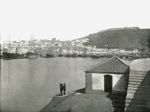 Die Stadt und der Hafen von Malaga, Spanien, 1895