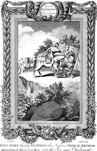 König Johann 1167-1216 ersticht seinen Neffen Prinz Arthur, 19. Jahrhundert