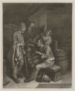 Drei Männer und eine Frau in der Taverne von Wallerant Vaillant