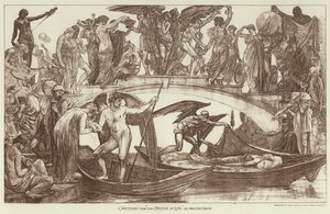 Karikatur für "Die Brücke des Lebens" (Stich) von Walter (after) Crane