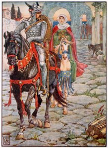 Sir Geraint und die Dame Enid in der verlassenen römischen Stadt von Walter (after) Crane