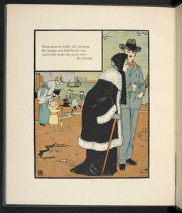 Ein Mann mit seiner Mutter am Strand von Walter Crane
