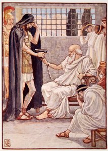 Er trank den Inhalt, als wäre es ein Schluck Wein, Illustration aus Die Geschichte Griechenlands von Mary Macgregor, 1. Ausgabe, 1913