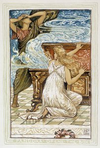 Pandora öffnet die Büchse - in „Ein Wunderbuch für Mädchen und Jungen: Hawthorne“, von Walter Crane. 1895.
