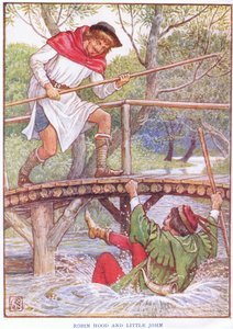Robin Hood und Little John, ca. 1920 von Walter Crane