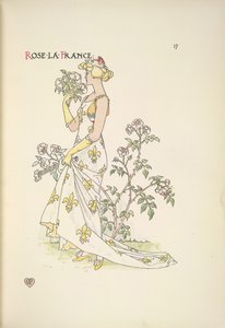 Rose La France. Eine junge Frau riecht an einem Blumenstrauß von Walter Crane