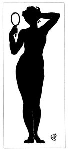 Silhouette einer nackten Frau, die einen Spiegel hält von Walter Crane