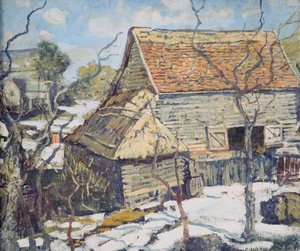 Scheune in Pennsylvania im Schnee