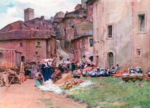 Ein Töpfermarkt in Assisi von Walter Frederick Roofe Tyndale