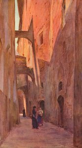 Eine Straße in Siena, um 1900