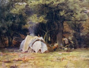 Der New Forest: Das Zigeunerlager in der Nähe der Zwinger zwischen Lyndhurst und Minstead von Walter Frederick Roofe Tyndale