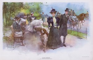 Ostermorgen: Frau spaziert mit ihrem Hund von Walter Granville Smith