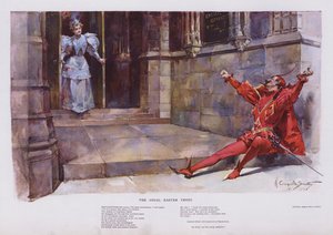 Das übliche Oster-Treffen: Mephistopheles wartet darauf, dass ein Mädchen die Kirche verlässt von Walter Granville Smith