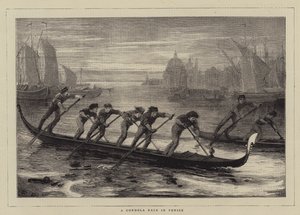 Ein Gondelrennen in Venedig