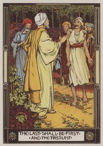 Die Arbeiter im Weinberg (Farblithografie)
