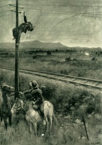 Buren beim Durchtrennen der Telegrafendrähte erwischt, 1902