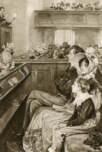John Ruskin als Junge, der dem Prediger zusieht