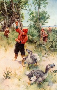 Niederländische Seeleute verfolgen Dodos