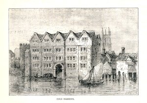Cold Harbour. Mittelalterliches Herrenhaus Nordufer der Themse oberhalb der London Bridge, 1894