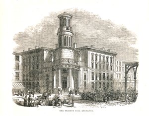 Die gegenwärtige Kohlenbörse, eröffnet von Prinz Albert im Jahr 1849, Thames Street, 1878