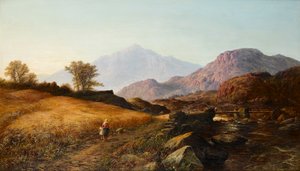 Erntezeit am Fluss Lleder, Nordwales, 1874 von Walter Williams