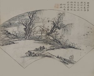 Landschaft von Ke Jiusi 1290-1343, aus dem Mustard Seed Garden Manual of P..., Erstausgabe, 1679